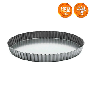 Forma Torta Crespa 24cm Fundo Removível Antiaderente Profissional - Quiche e Torta Holandesa em Oferta na Shopee