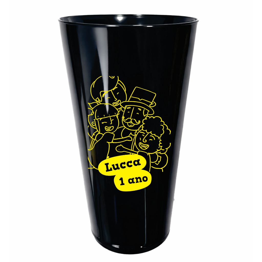 Copo Twister Preto Personalizado - copo caldereta aniversário , festa , infantil
