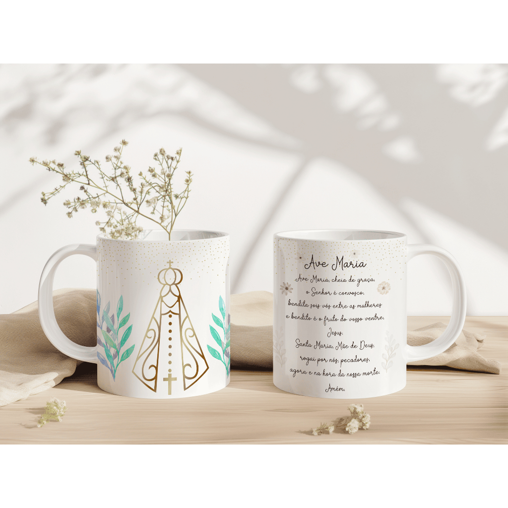 Caneca Xícara Nossa Senhora Aparecida Católica Mãe Padroeira do Brasil Nossa Senhora Personalizada OFERTA RELÂMPAGO!