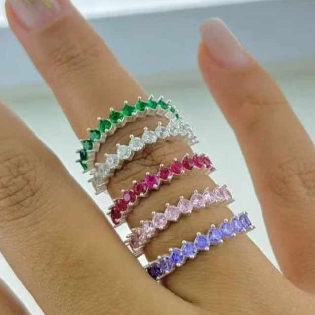 Meia aliança cravejada em prata 925 Legítima em Oferta na Shopee