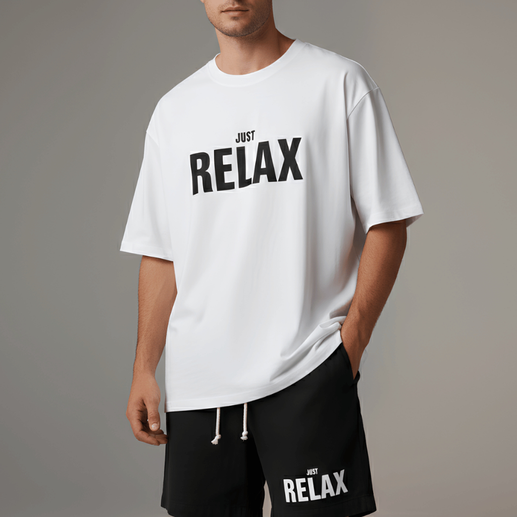 Conjunto Masculino Just Relax Camiseta Oversized + Bermuda Linho Kit Homem Casual