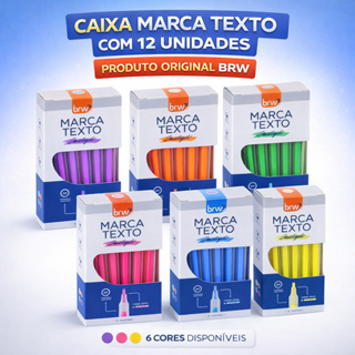 Caixa Marca Texto Fluorescente BRW 12 Unidades Ponta Chanfrada 1-4mm Escolar em Oferta na Shopee
