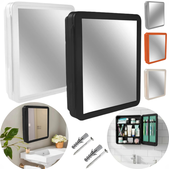 Armário de Banheiro Com Espelho Amário Para Banheiro de Sobrepor Ou Embutir Em Plástico Resistente em Oferta na Shopee