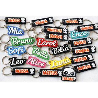 Chaveiro com nome personalizado TAG para Mochila escolar, lembrancinha aniversário em Oferta na Shopee