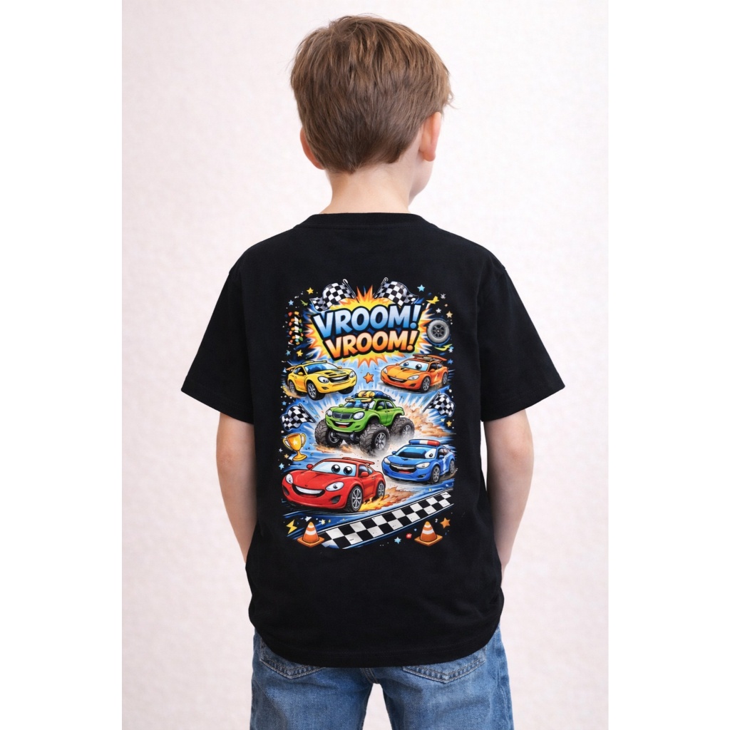Camisa Infantil Juvenil 100% Algodão Preta e Varias Cores Astronauta Carros do 2 ao 14 Crianças