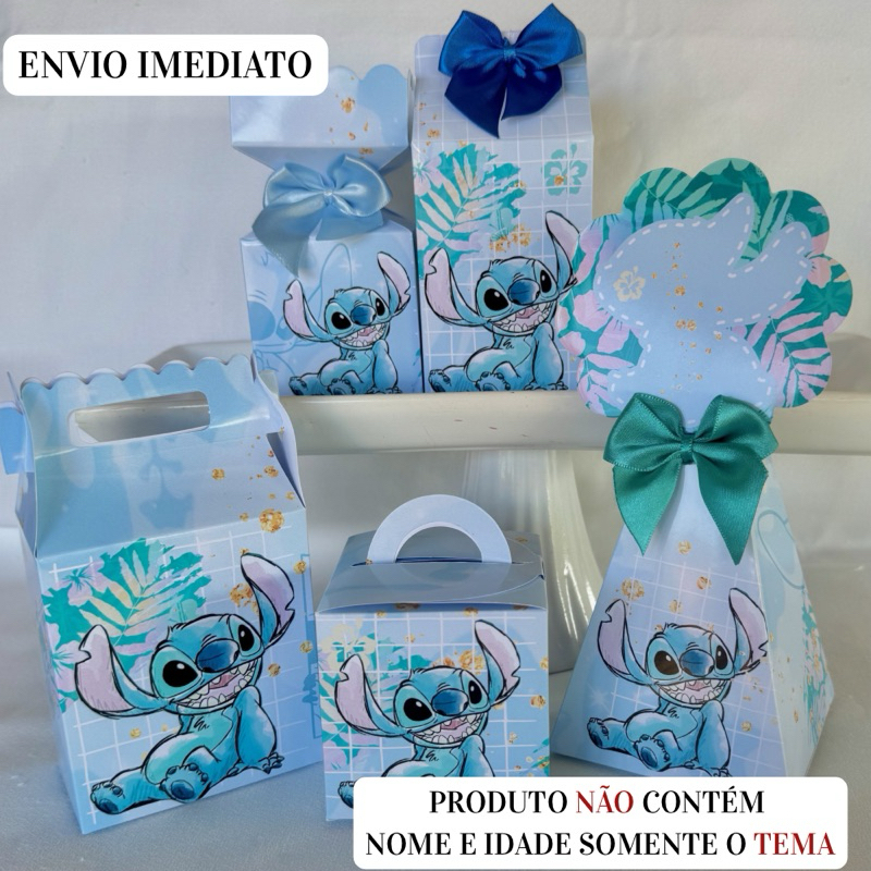 Caixinhas Personalizadas Stitch Azul Masculino Lilo\ Festa \ Lembrancinha\Aniversário\Pegue e Monte \Mimo\Pronta Entrega
