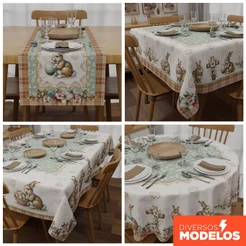 Toalhas para Mesa Páscoa Coelhos com Diversos Tamanhos – Decoração de Páscoa