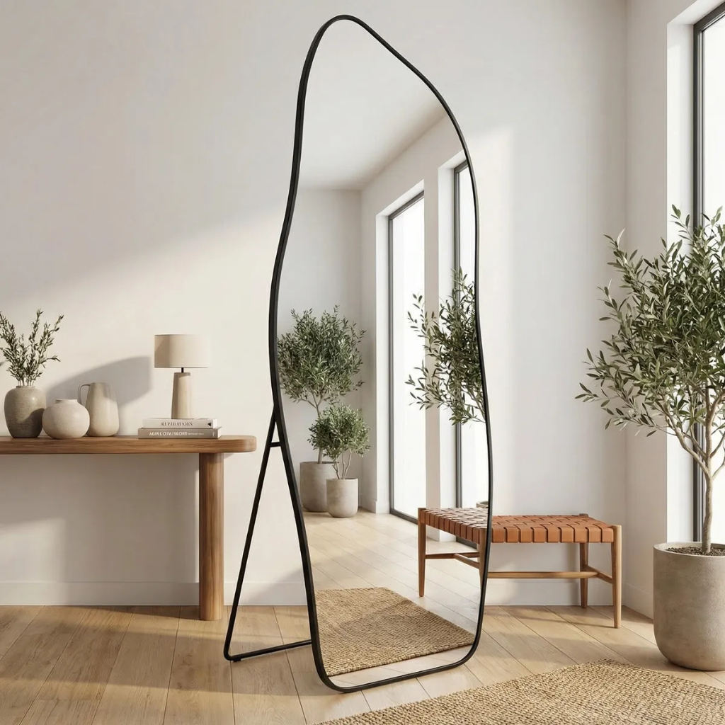 Espelho Orgânico Flame Corpo Inteiro Lopazzi 170x70cm Com Moldura de Alumínio Quarto Sala Decorativo em Oferta na Shopee