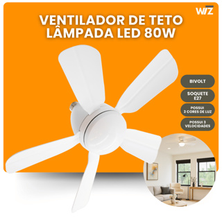 Ventilador de Teto Vt02 E27 Com Lâmpada Led Bivolt em Oferta na Shopee