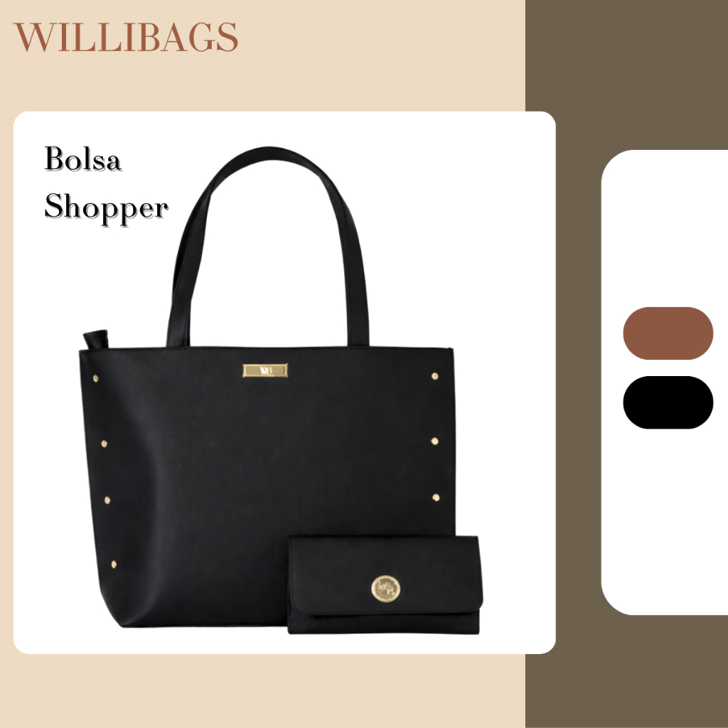 Kit Bolsa Shopper Para Faculdade Espaçosa Mais Carteira Elegante