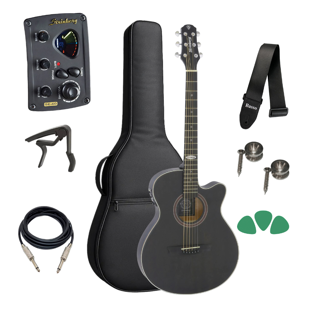 Violão Flat Fino Tabaco Strinberg Sf200 + Kit Completo Capa