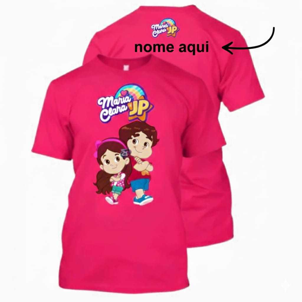 camisa camiseta blusa infantil maria clara e jp 100% algodao 2026 com nome da criança personalizado