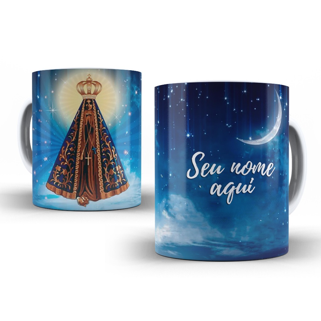 kit 2 Canecas cerâmica Nossa Senhora Aparecida personalizada presente católico presente avó com nome- MELHOR QUALIDADE