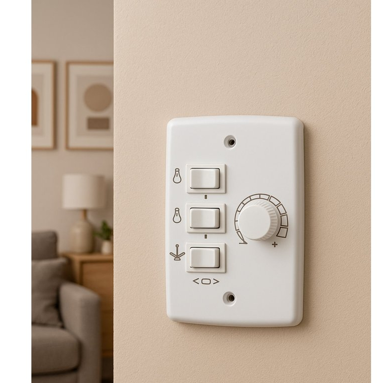 CONTROLE DE VELOCIDADE 2 LÂMPADAS PARA VENTILADORES LIGA/DESLIGA ROTATIVO