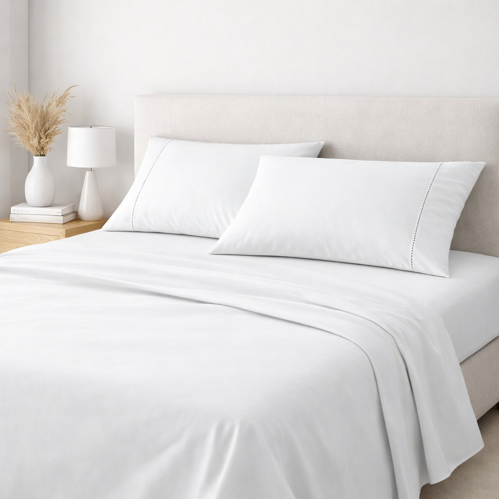 Jogo de Lençol Ponto Palito Micropercal 400 Fios Solteiro 03 Peças, Casal, Queen e King 4 Peças