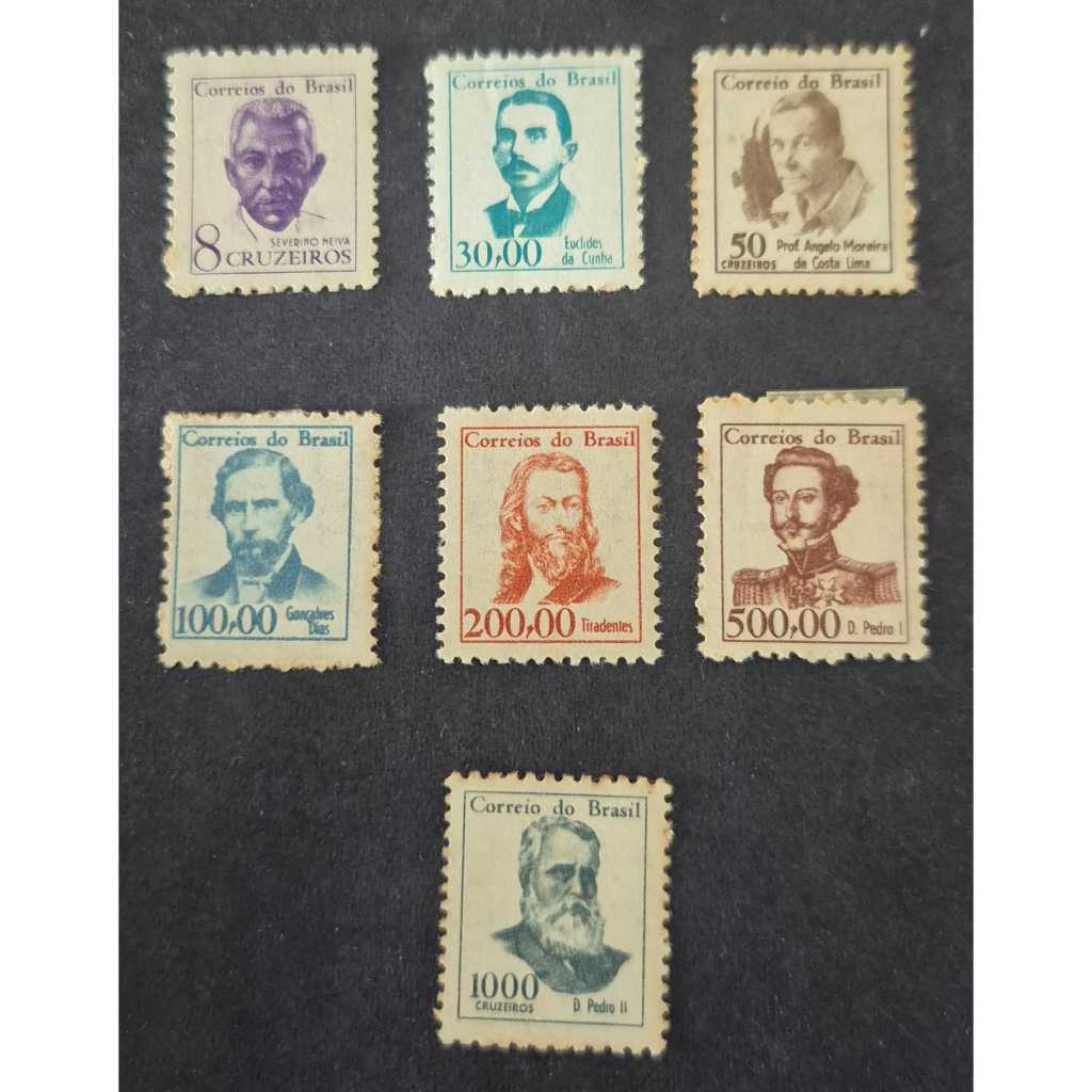 Série completa de 7 selos novos vultos célebres - rara - Correios- filatelia - Nº RHM 519/525
