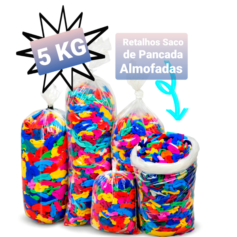 Retalho de Tecido Sortido para Saco de Pancadas Artesanato Puffs Tapete Limpeza Confecção 5kg