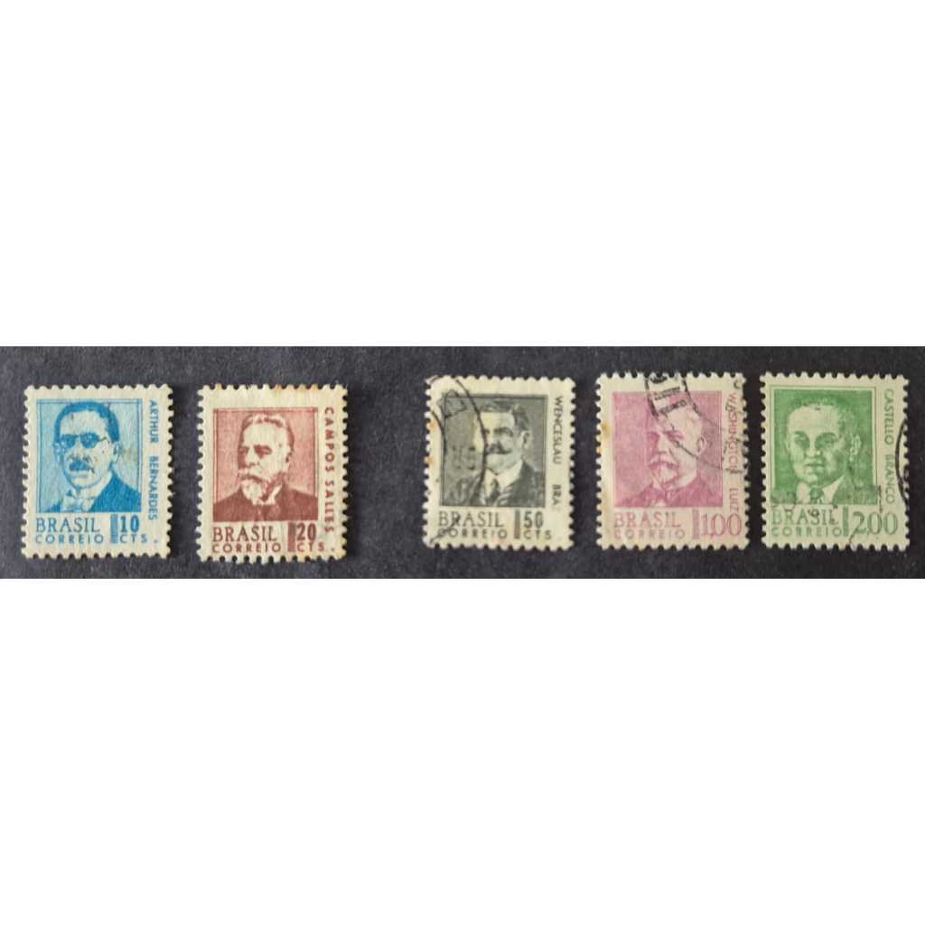 Série selos usados dos correios - Antigos presidentes da república - 1967/68 - Filatelia