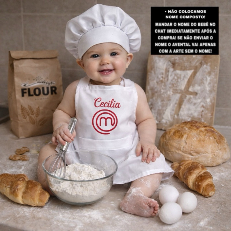 Avental Para Mesversário e Touca De Confeiteiro simples em Oferta na Shopee