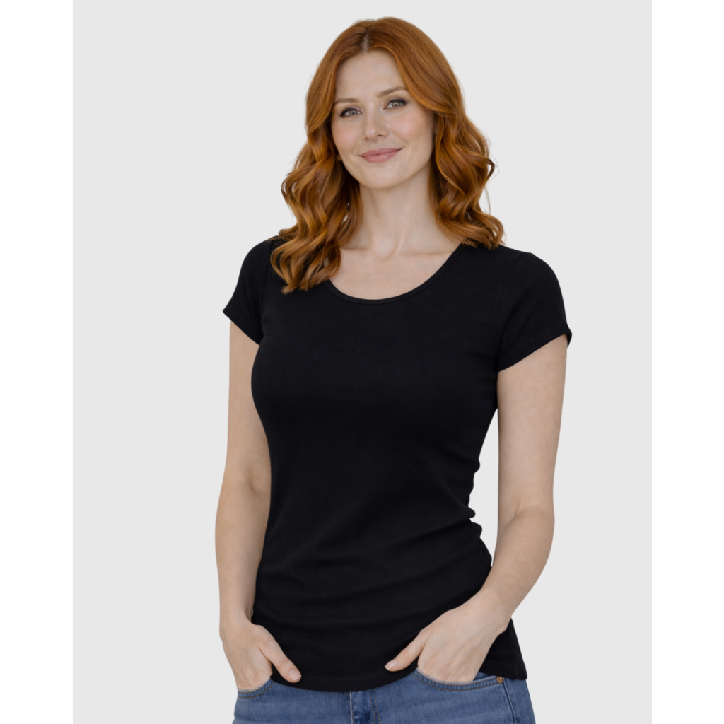 Blusa Canelada Feminina Marialícia Manga Curta – Justa, Confortável e Versátil