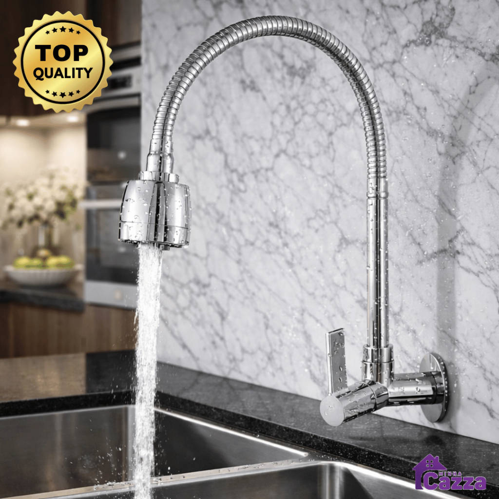 Torneira de Cozinha Cromada Parede Pia Gourmet Flexível 1/4 de Volta 360° em Oferta na Shopee