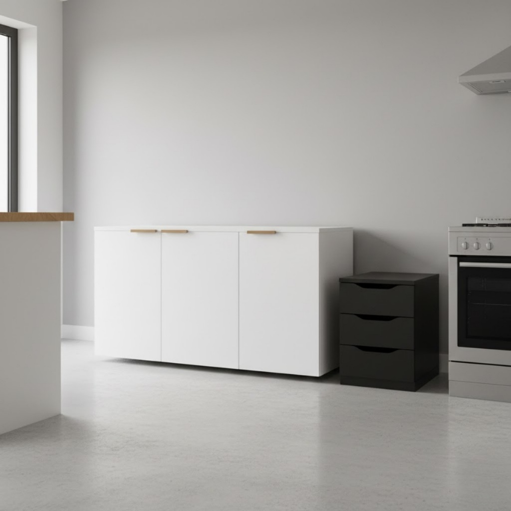 Kit de Móveis Organizadores com Buffet Aparador Moderno e Gaveteiro Compacto