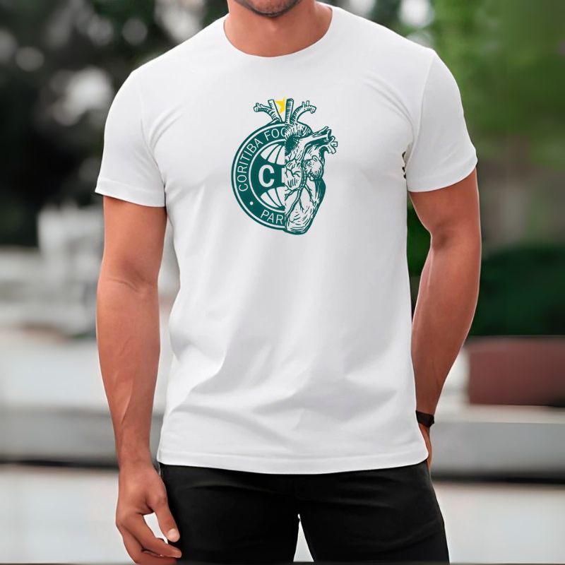 Camisa Do Coritiba Coraçao Coritibano Camiseta Do Coxa branca Masculina