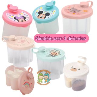 Dosador de Leite em Pó Fórmula Infantil com 3 Divisórias Pote Plasútil Bebê MENINO MENINA DISNEY MICKEY MINNIE ENXOVAL em Oferta na Shopee