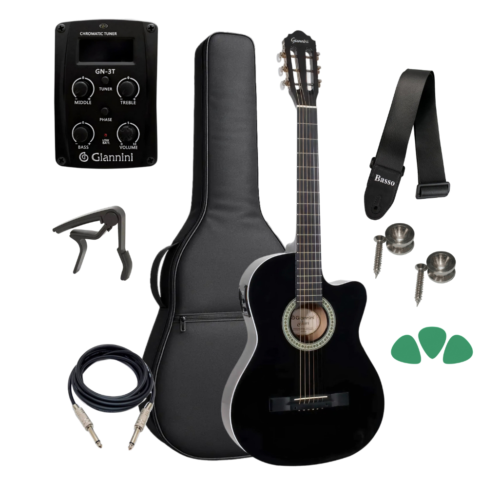 Imagem Violão Elétrico Giannini Sf14 Aço Flat Kit Capa E Acessorios
