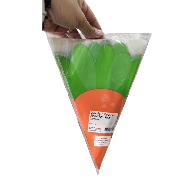 Cone Embalagem em formato de Cenoura 30x15cm em Oferta na Shopee