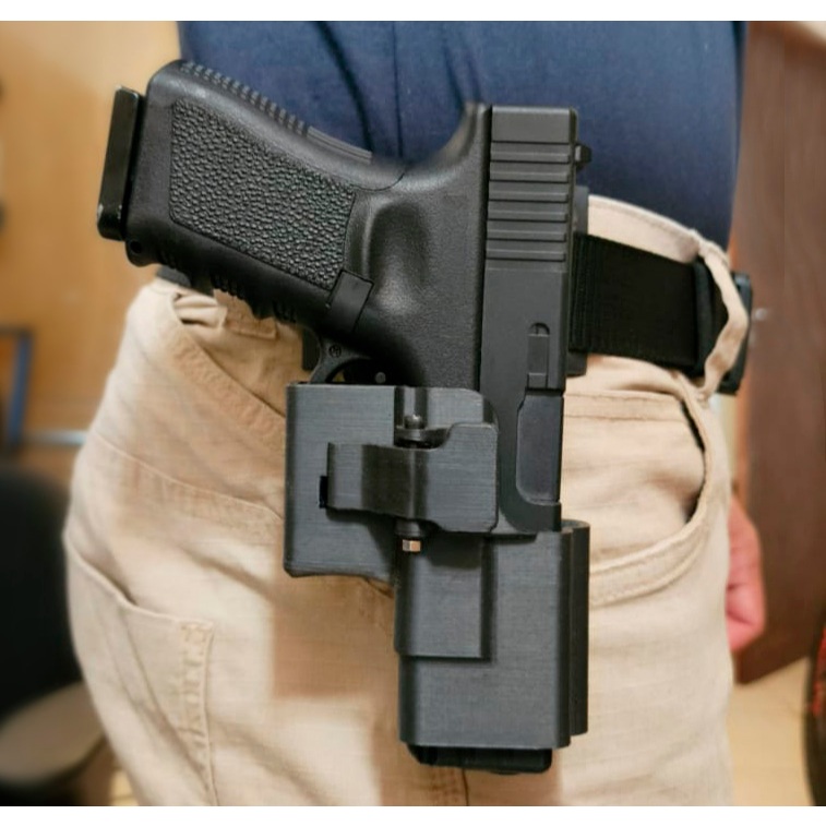 Coldre com trava para Glock G19 (Destro) + Passador de cinto incluso