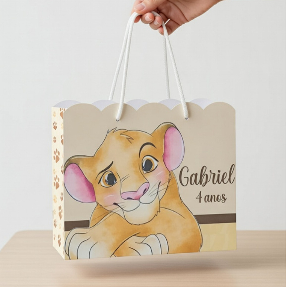 Sacolinha Leãozinho personalizada/Lembrancinha/Sacolinha/Mimos/Lancheira/Aniversário/PEGUE E MONTE
