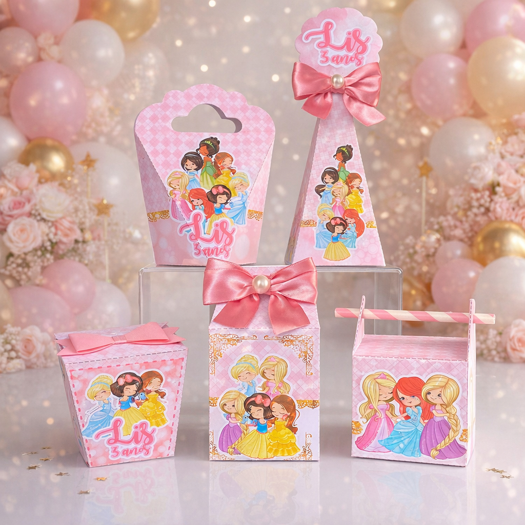 Kit Festa Infantil PRINCESAS BABY Personalizado | Lembrancinhas + Caixinhas | Nome da Criança | Mesa Pronta