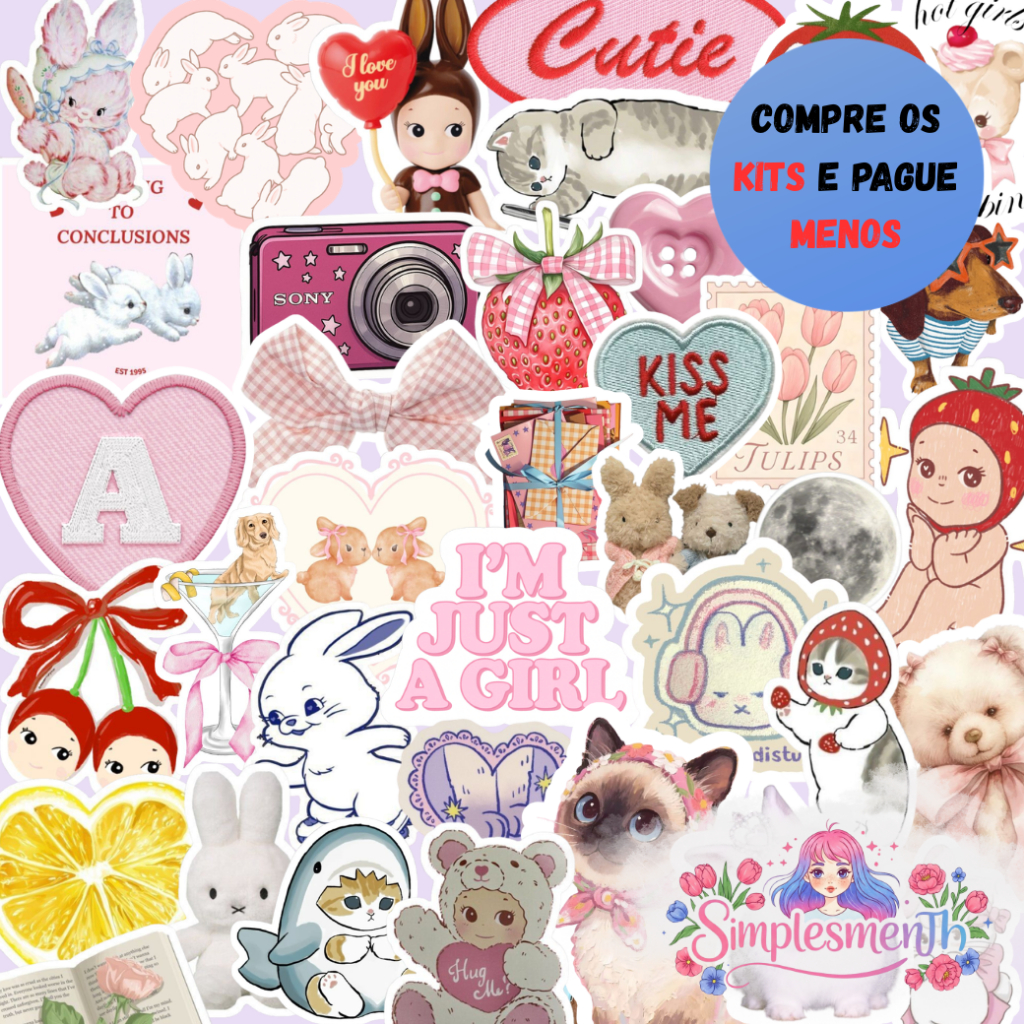 50 Adesivos Cute Style | Stickers Decorativos para Planner, Kindle e Notebook em Oferta na Shopee