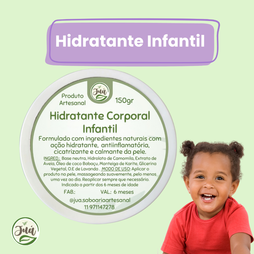 Hidratante Infantil Natural - Alergias Dermatite Eczema e pele sensível - com Camomila, Lavanda e Aveia em Oferta na Shopee