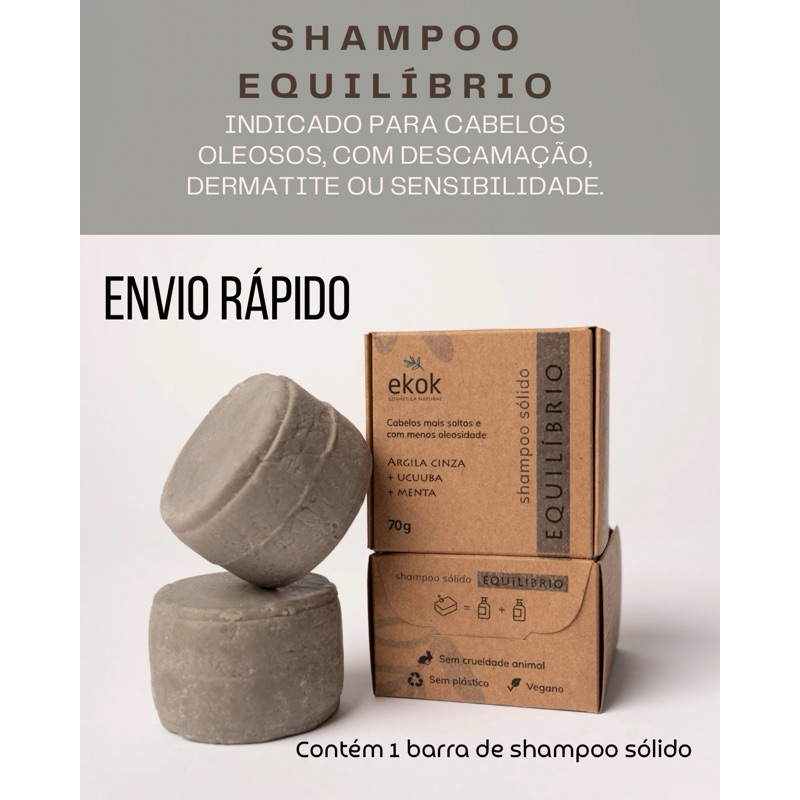 Shampoo sólido natural para cabelos oleosos - melhora a caspa, coceira e dermatite 70g em Oferta na Shopee