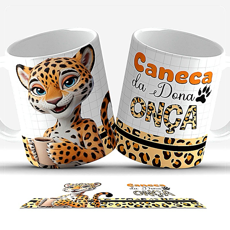 Caneca Personalizada Dona Onça – Família Onça (Pai, Mãe, Filho e Filha)