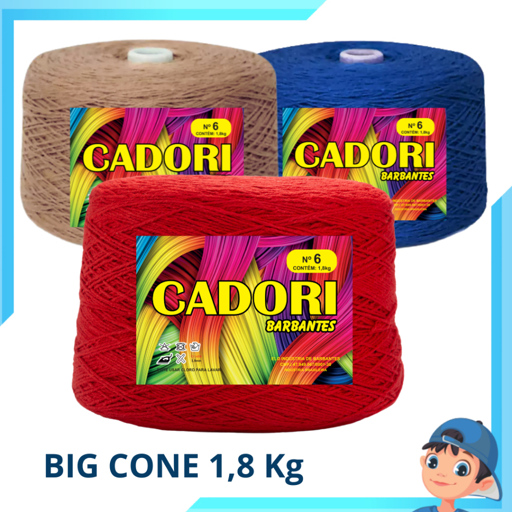 Barbante Cadori Nº 06 Big Cone 1.8 kg . Perfeito para Crochê e Tricô Artesanal - Cores Vibrantes em Oferta na Shopee