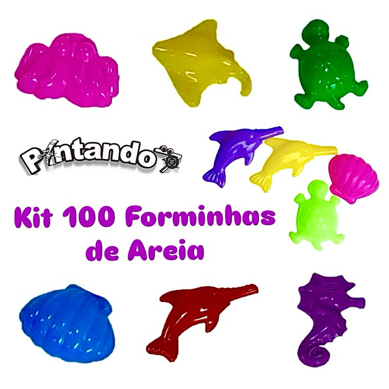 Kit 100 Forminhas de Areia Comum ou Cinetica Brinquedo Infantil