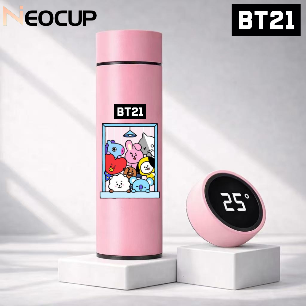 Garrafa Térmica aço inoxidável K-POP BTS BT21 x ARMY com termômetro digital 500ml em Oferta na Shopee