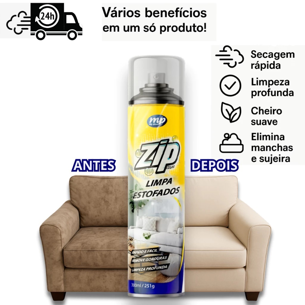 Limpa Estofados Zip Clean 300ml – Espuma Mágica a Seco p/ Sofá, Carro, Colchão Tapete Envio Imediato em Oferta na Shopee