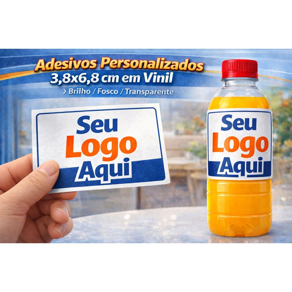 Adesivos Personalizados em Vinil 3,8x6,8 cm – Alta Qualidade e Durabilidade - Brilho / Fosco / Transparente