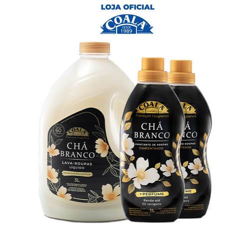 Kit Coala Laundry: 1 Lava Roupas 3L + 2 Amaciante Chá Branco