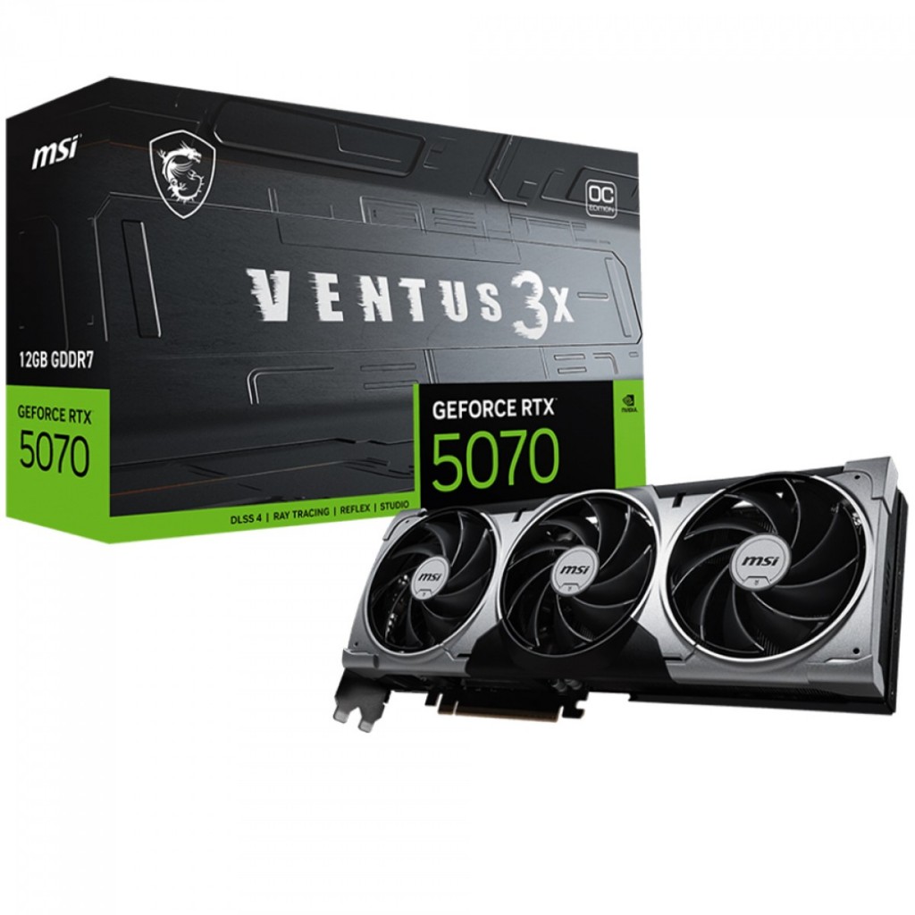 Placa de Vídeo MSI NVIDIA GeForce RTX 5070 Ventus 3X OC, 12GB, GDDR7, DLSS, Ray Tracing, G5070-12V3C