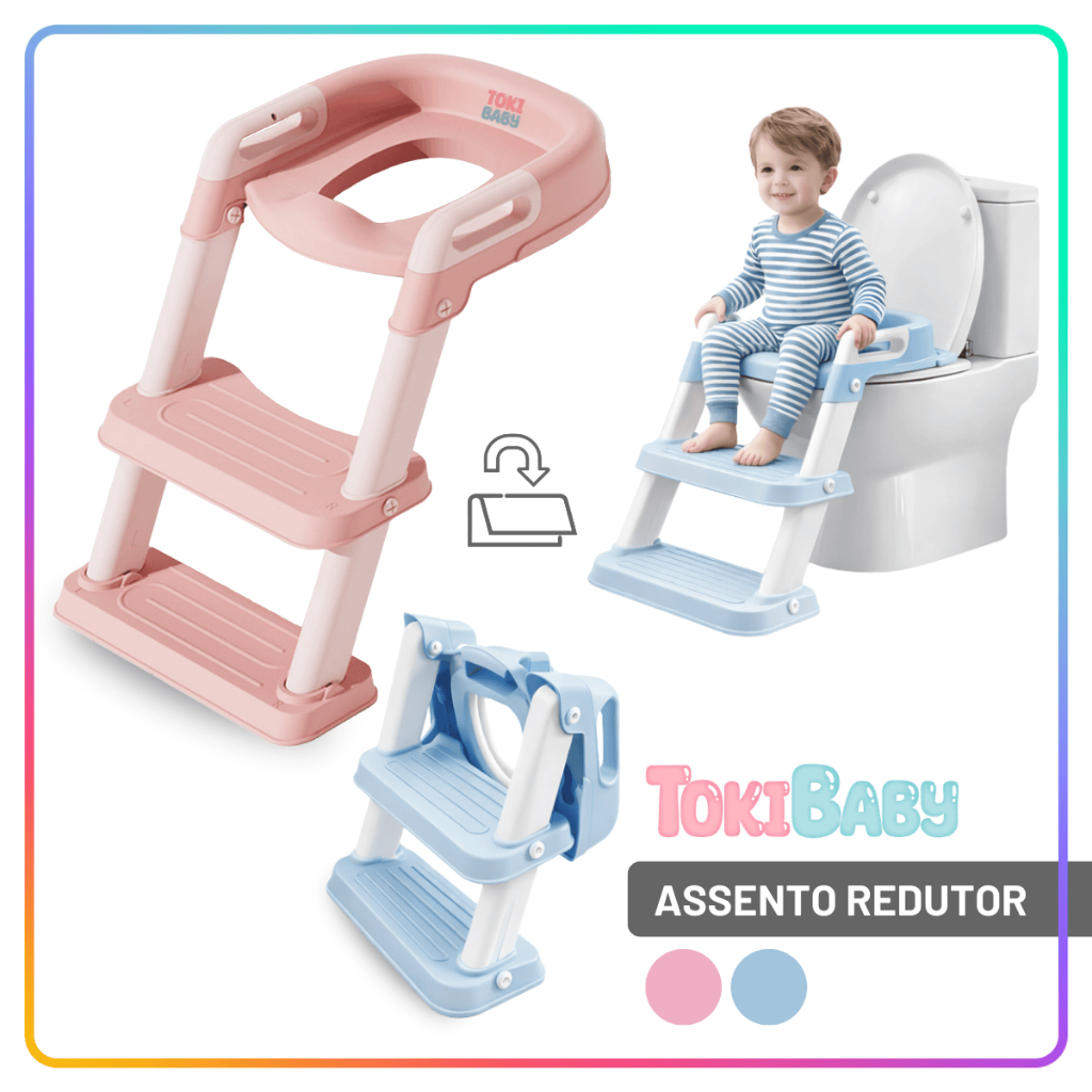 Assento Redutor Infantil Escada para Vaso Sanitário Antiderrapante com Segurança e Confortável para Desfralde Toki Baby em Oferta na Shopee
