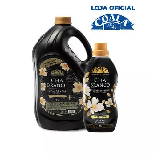 Kit Coala Laundry Chá Branco - 1 Lava Roupas Liquido 5L + 1 Amaciante Concentrado 1L
