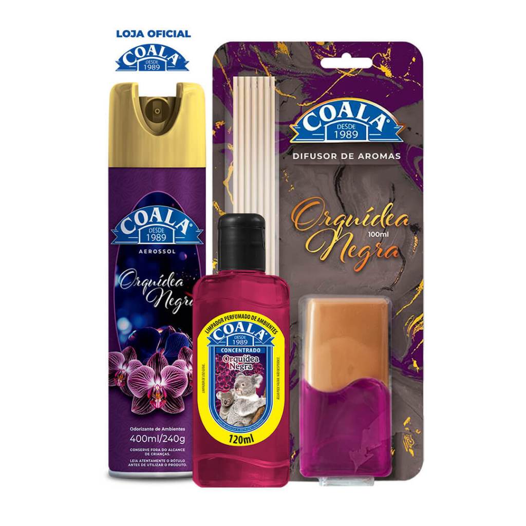 Kit Coala Aerossol + Difusor de Aromas + Limpador Perfumado de Ambientes - Orquí