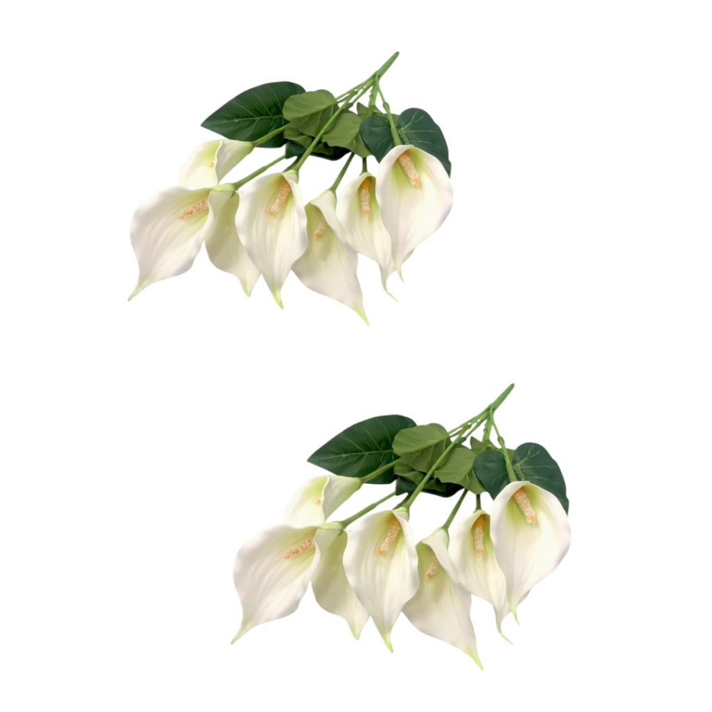 Kit 2 Buque Copo de Leite Branco X7 Flor Artificial 55CM em Oferta na Shopee