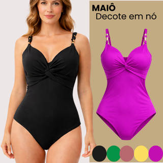 Maiô Feminino Praia Bojo Poliamia Premium Decote em Nó Alça Regulavel Biquini Body em Oferta na Shopee