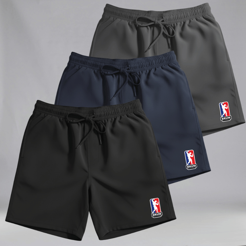 Kit 3 Bermudas Mauricinho Masculina Tactel Com Elastano Academia Praia Secagem Rápida